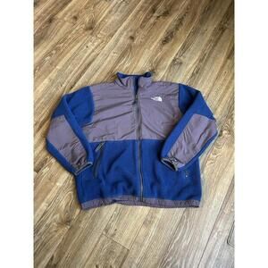 North Face Polartec Jacket Blue Grey Fleece Zipper Pullover Boys Pockets XL
